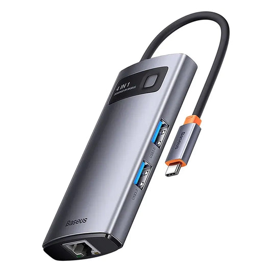 Baseus Docking Station 4σε1 Metal Gleam Series, USB-C σε 3xUSB 3.0 + Ethernet RJ45 (Γκρι)