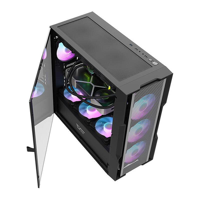Darkflash DK431 Mesh  θήκη υπολογιστή (μαύρη) + 4 ανεμιστήρες ARGB