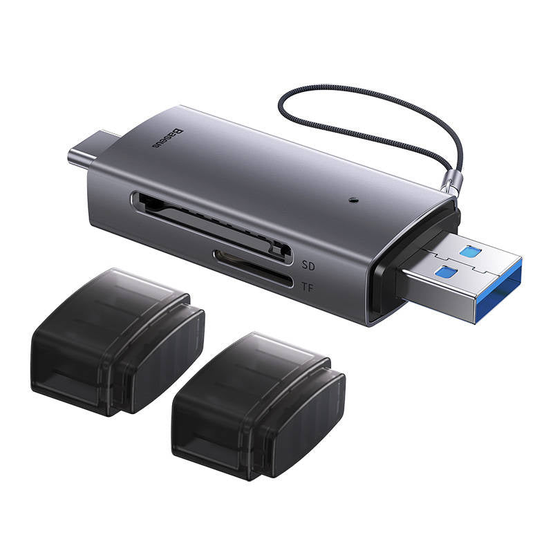 Baseus Συσκευή Ανάγνωσης Καρτών Μνήμης SD/TF, USB + USB-C Lite Series (Γκρι)