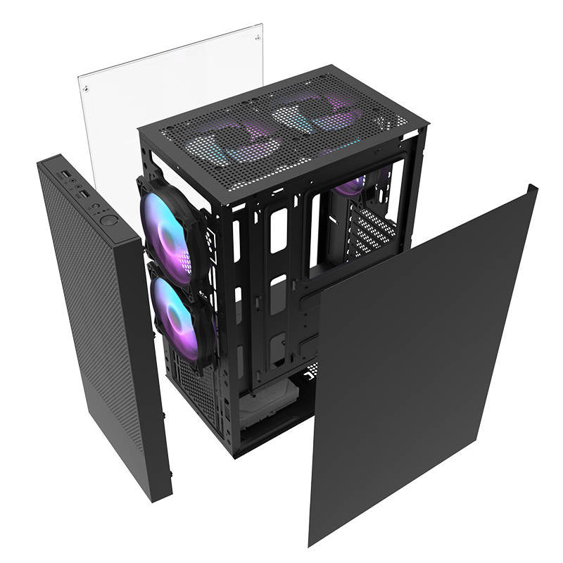 Darkflash A290 θήκη υπολογιστή (μαύρη) + 3 ανεμιστήρες