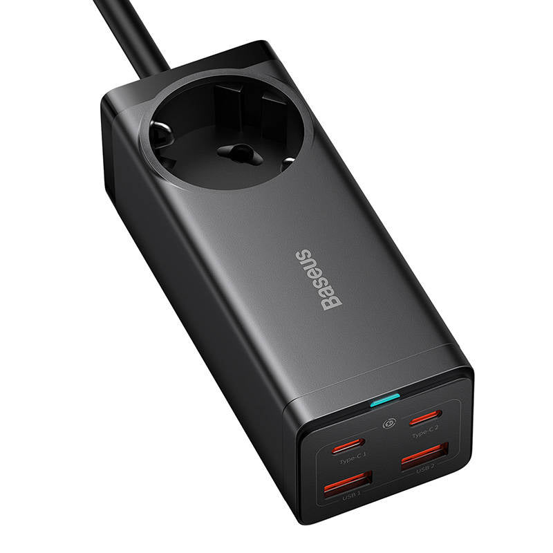 Baseus Φορτιστής/Πολύπριζο GaN3 Pro 2xUSB + 2xUSB-C + AC, 100W (Μαύρο)