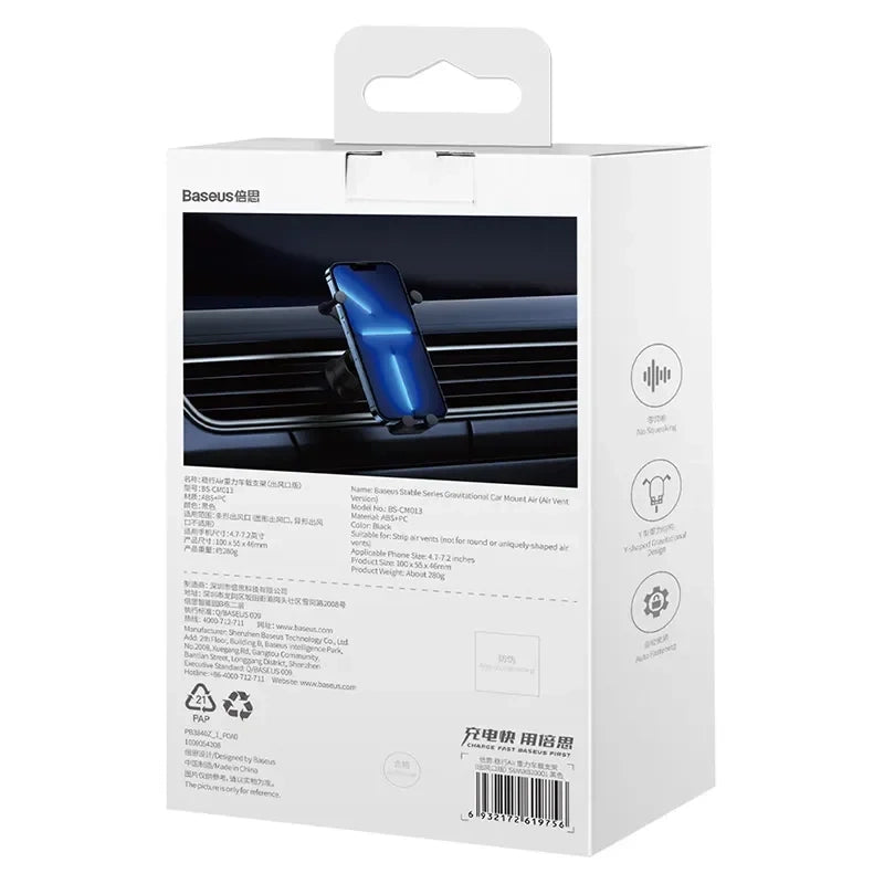 Baseus Βάση Κινητού για το Αυτοκίνητο με Τοποθέτηση στους Αεραγωγούς (Μαύρο)