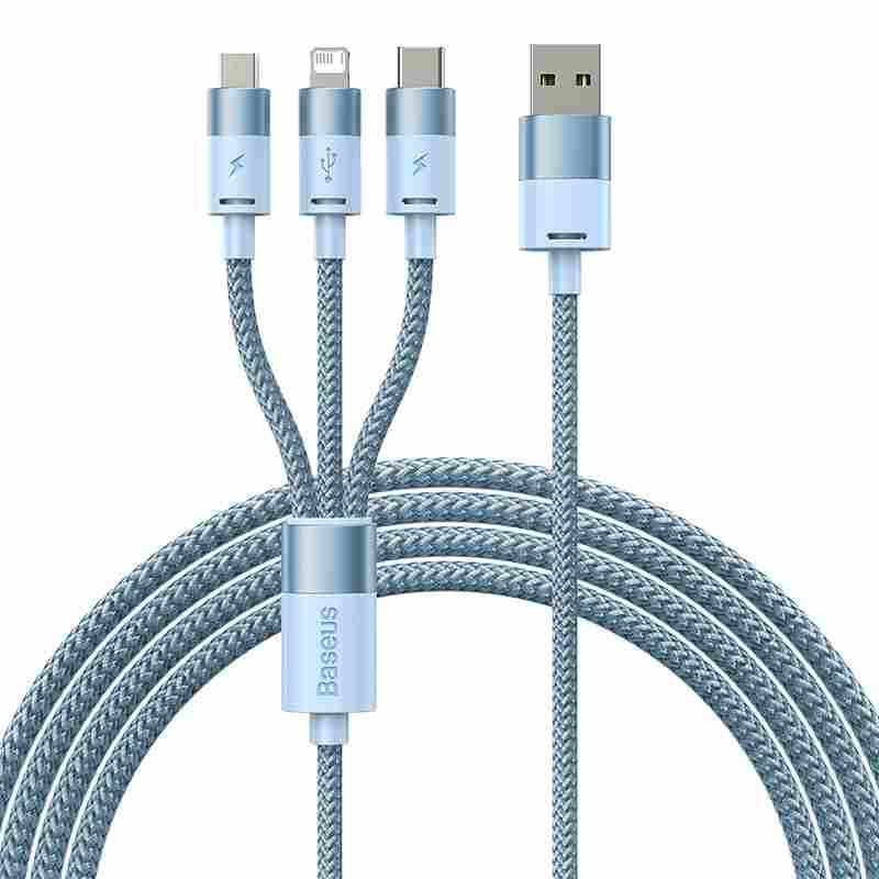 Baseus Καλώδιο USB 3σε1 StarSpeed Series, USB-C + MicroUSB + Lightning 3.5A, 1.2m (Γαλάζιο)