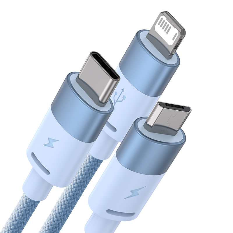 Baseus Καλώδιο USB 3σε1 StarSpeed Series, USB-C + MicroUSB + Lightning 3.5A, 1.2m (Γαλάζιο)