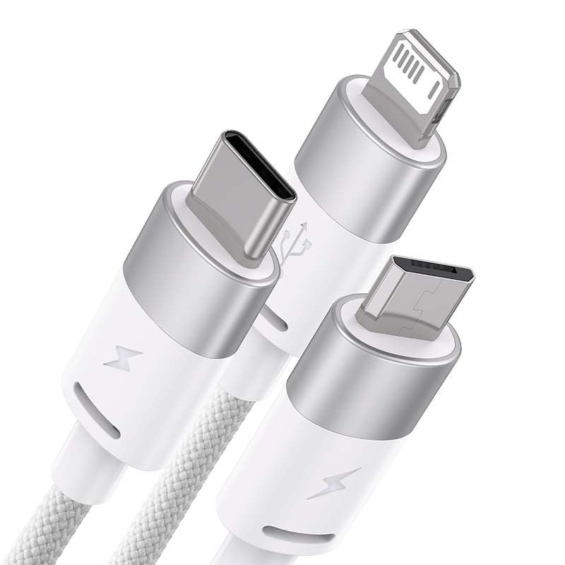 Baseus Καλώδιο USB 3σε1 StarSpeed Series, USB-C + MicroUSB + Lightning 3.5A, 1.2m (Λευκό)