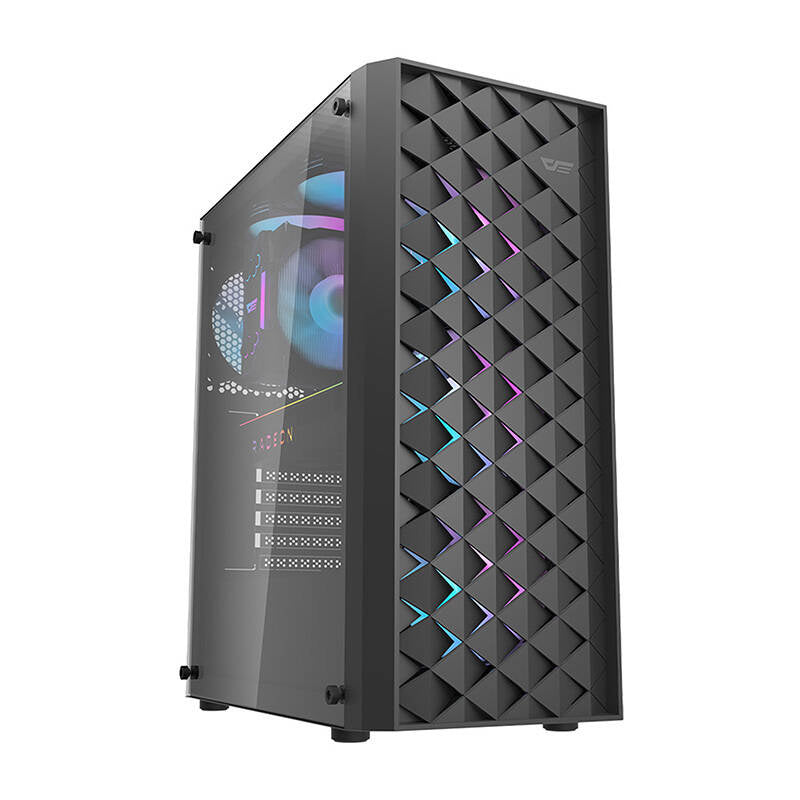 Darkflash DK351 θήκη υπολογιστή (μαύρη) + 4 ανεμιστήρες RGB