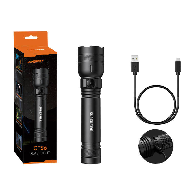 Φακός Superfire GTS6 – 360 lm, USB-C, 7W, 5 λειτουργίες, 150 μ.