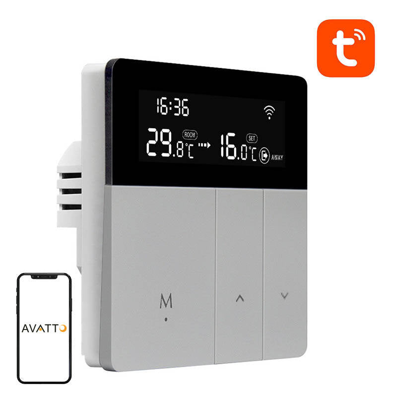 Avatto Έξυπνος Θερμοστάτης Θέρμανσης Νερού WT50 3A Wi-Fi Tuya (Ασημί/Μαύρο)