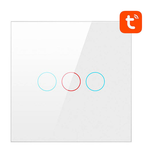 Avatto Έξυπνος Διακόπτης Χωνευτός ZigBee LZTS02-EU-W3 (3 κουμπιά) χωρίς ουδέτερο TUYA (Λευκό)