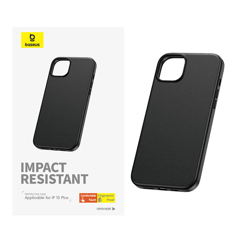 Baseus Θήκη Τηλεφώνου Fauxther Series για iPhone 15 Plus (Μαύρο)