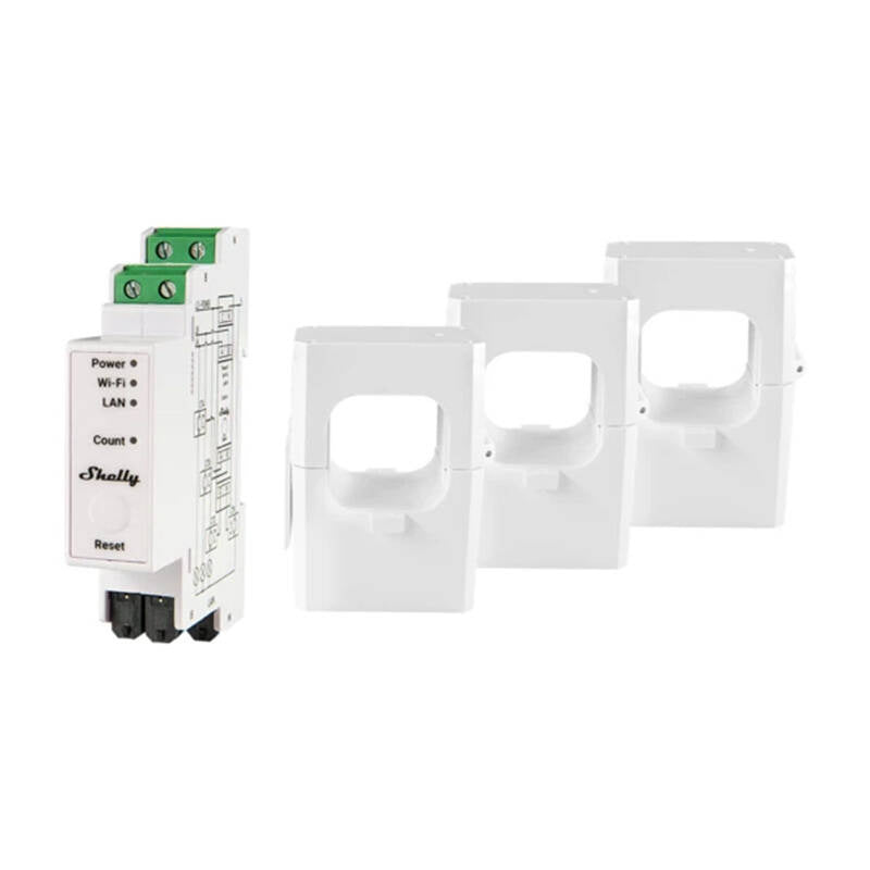 Shelly PRO 3EM 400A 2-Phase Energy Meter, WiFi/Bluetooth