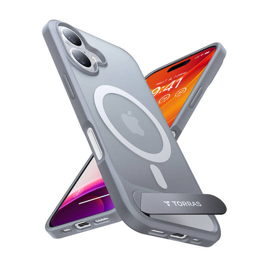 Torras phone case Pstand for iPhone 16 Plus (Titanium gray)
