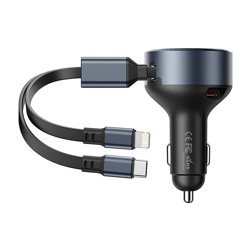 Car Charger Vention FFOB0 USB-C + cable USB-C/Lightning 30W