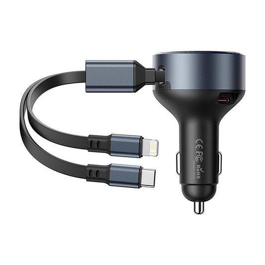 Car Charger Vention FFOB0 USB-C + cable USB-C/Lightning 30W