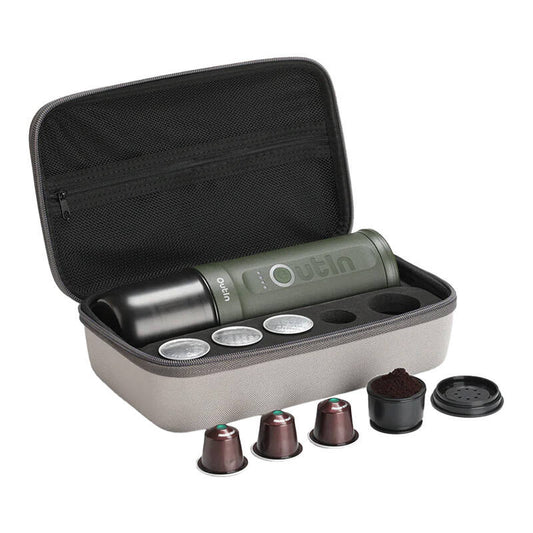 Portable coffe maker bundle Outin Nano 7500mAh (Green) + protective case