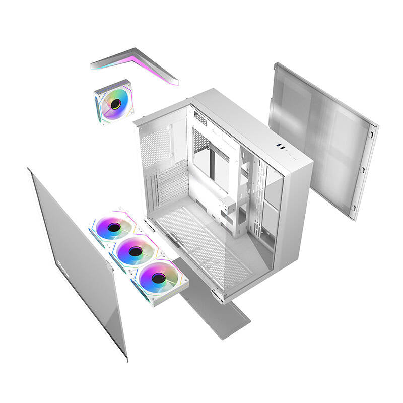 Darkflash Computer Case TH285 4 fans White
