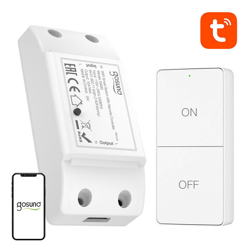 Smart WiFi switch 10A Gosund SW20 + Remote, Tuya