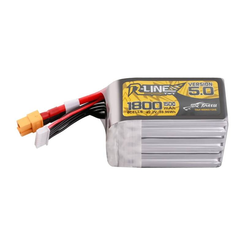 Tattu R-Line Version 5.0 1800mAh 22.2V 150C 6S Lipo Battery Pack with XT60 Plug