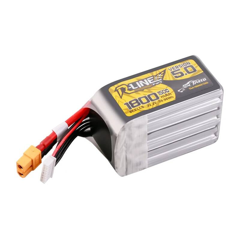 Tattu R-Line Version 5.0 1800mAh 22.2V 150C 6S Lipo Battery Pack with XT60 Plug