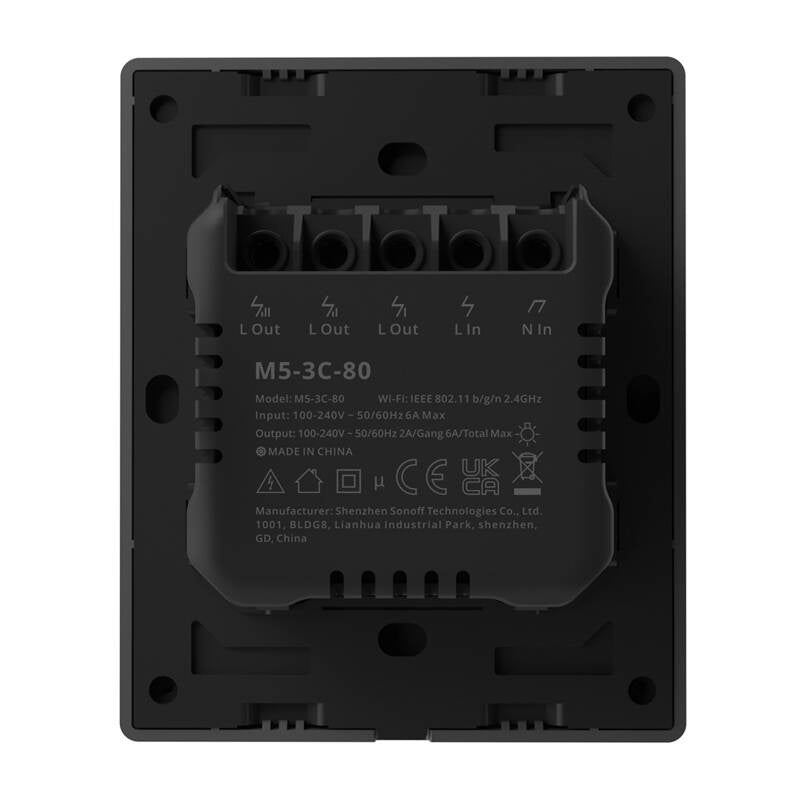 Smart WiFi wall switch SONOFF M5-3C-80 (graphite)
