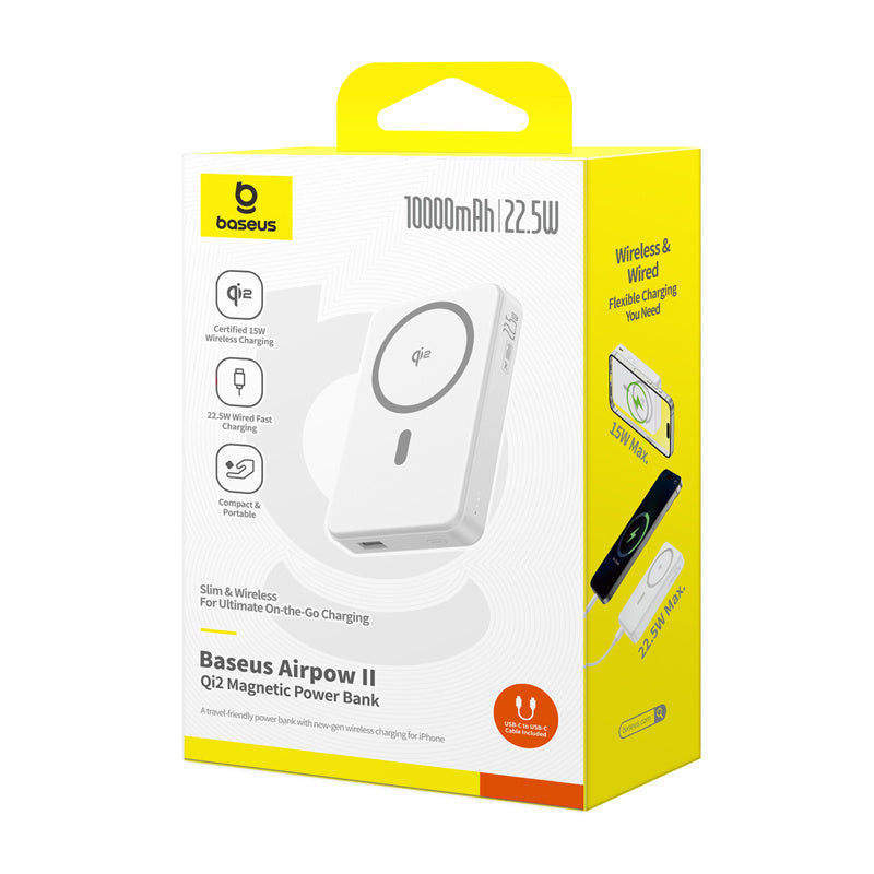 Magnetic powerbank Baseus Airpow2 Qi2 10000mAh 22,5W (white)