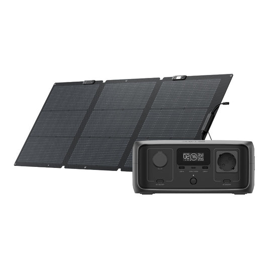 Bundle: Power station EcoFlow River 3 UPS + portable solar panel 160W