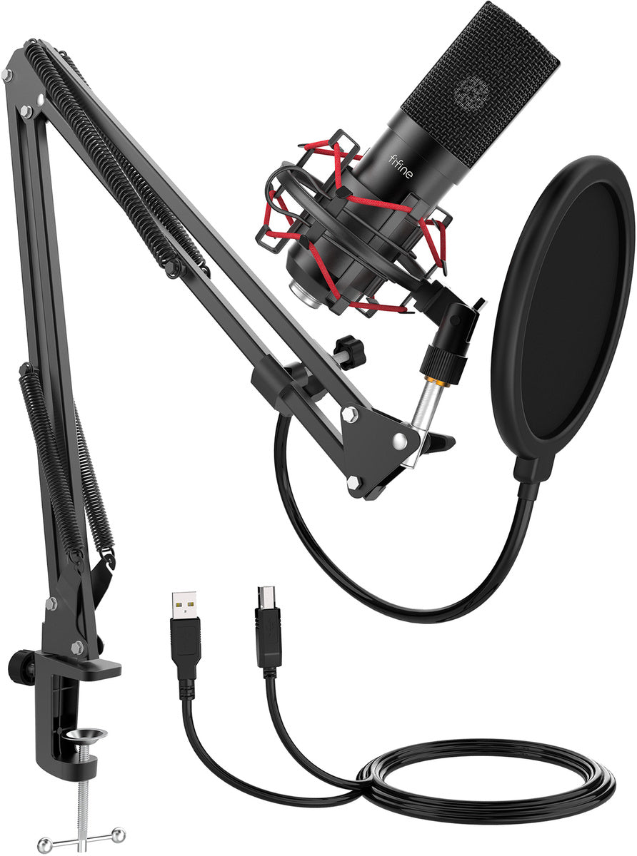 Fifine Condenser microphone with tripod T732 (black)