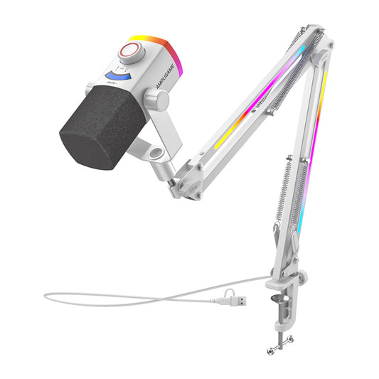 Fifine Dynamic microphone AM8proTW with boom arm (white)