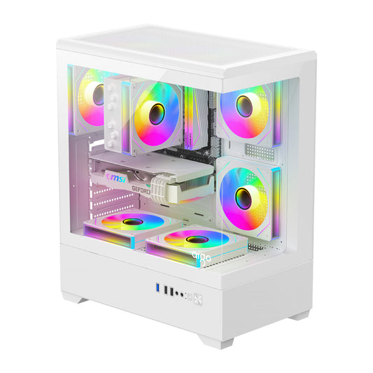 DarkFlash Computer Case C365 White (+5 Fans)