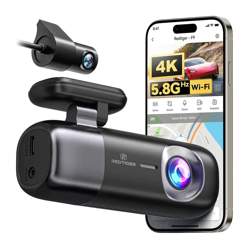 Dashcam REDTIGER F9 WiFi 4K + 1080p
