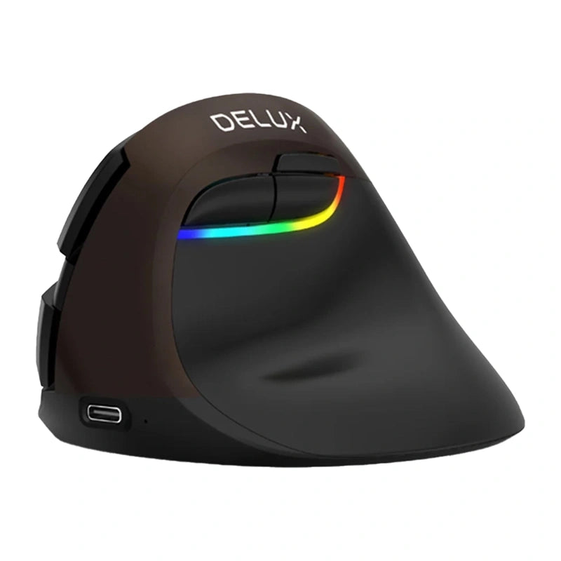 Ergonomic Mouse Delux Wired+BT+2.4G M618Mini Gold