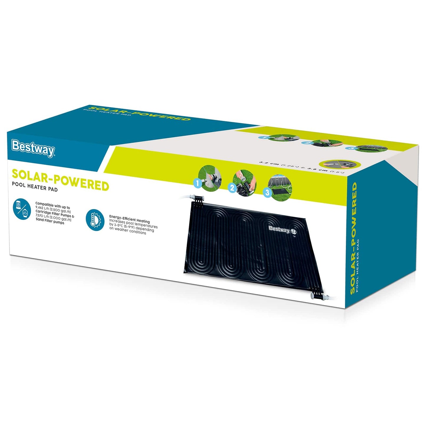 Bestway Ηλιακός Ματ Θέρμανσης Πισίνας Μαύρο 110 x 171 εκ PVC