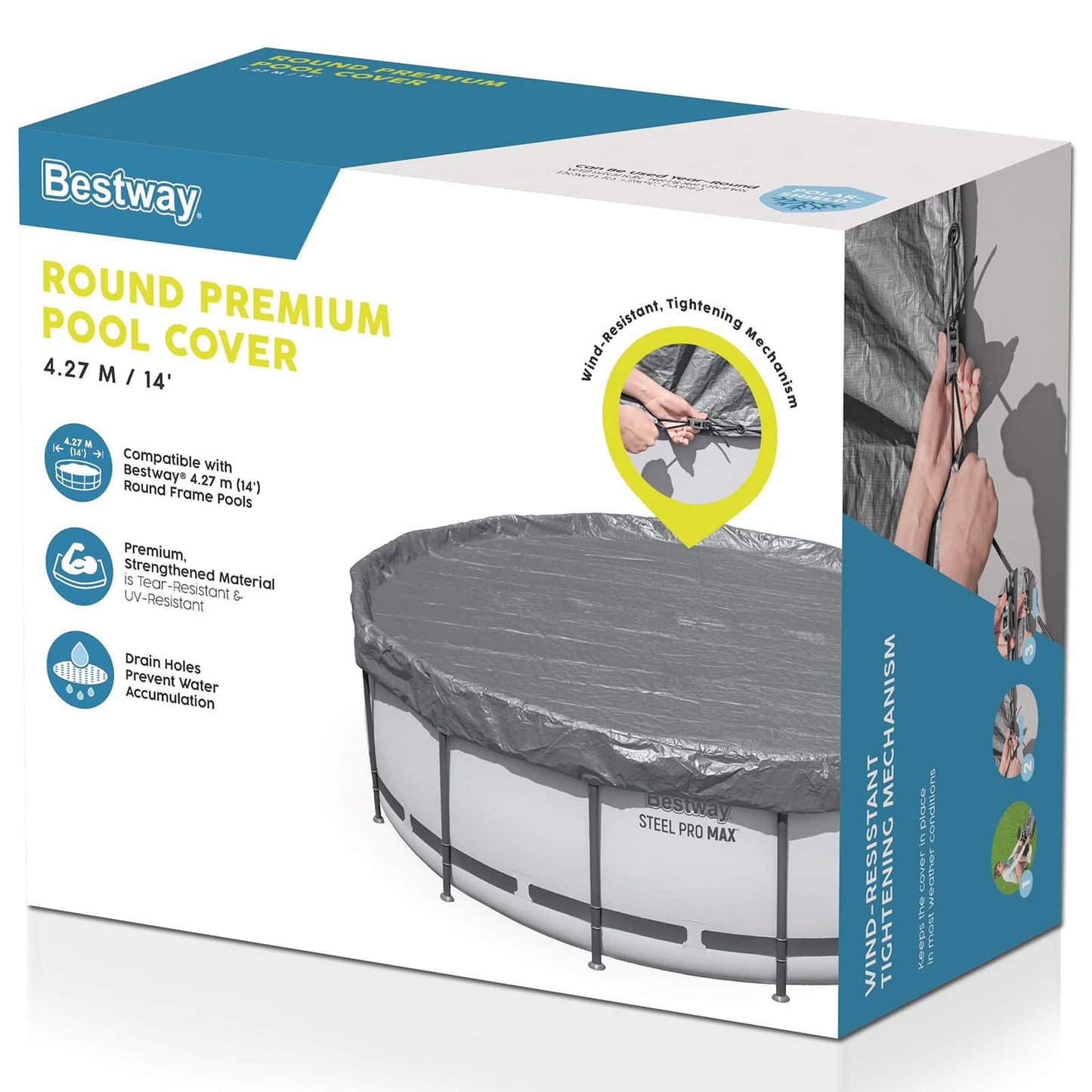 Bestway Κάλυμμα Πισίνας Ø4,27 μ Γύρος Πολυεστέρας Γκρι