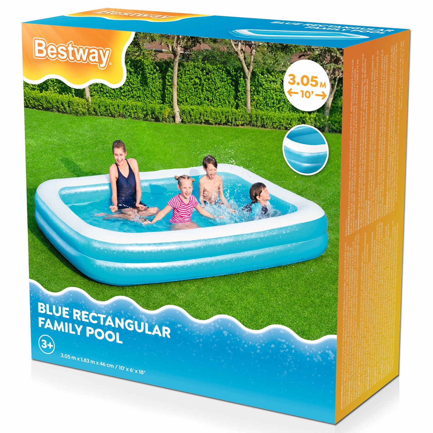 Bestway Φουσκωτή πισίνα 305 x 183 x 46 εκ Ορθογώνιος για Μπλε