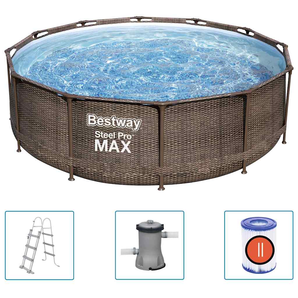 Bestway Σετ Πισίνας Deluxe Series Steel Pro MAX Στρογγυλό 366x100 εκ.