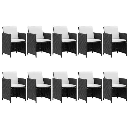 vidaXL Σετ Τραπεζαρίας Εξ. Χώρου 11 τεμ Μαύρο Συνθ. Ρατάν με Μαξιλάρια