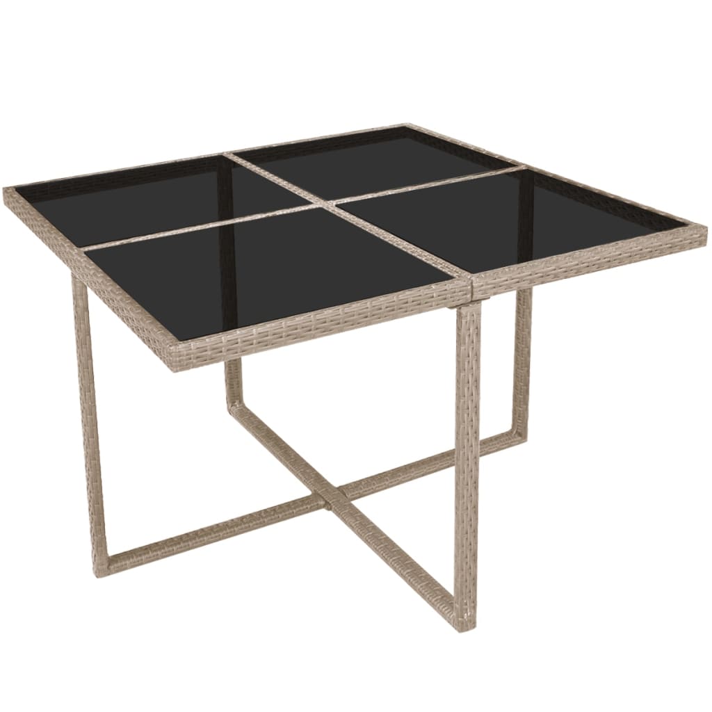 vidaXL Σετ Τραπεζαρίας Εξ. Χώρου 9 τεμ. Μπεζ Συνθ. Ρατάν με Μαξιλάρια