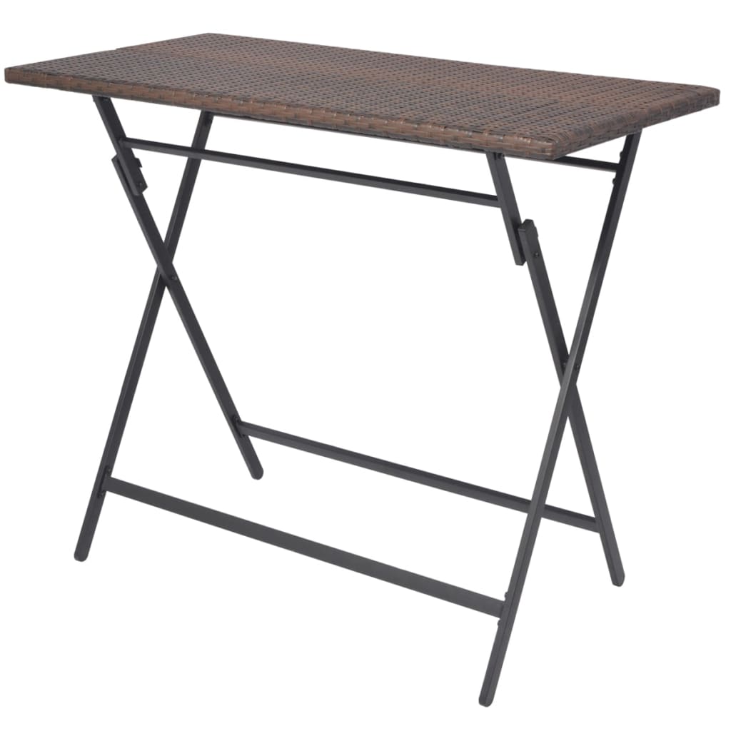 vidaXL Σετ Τραπεζαρίας Εξ. Χώρου Πτυσ/νο 7 τεμ Καφέ Ατσάλι/Συνθ. Ρατάν