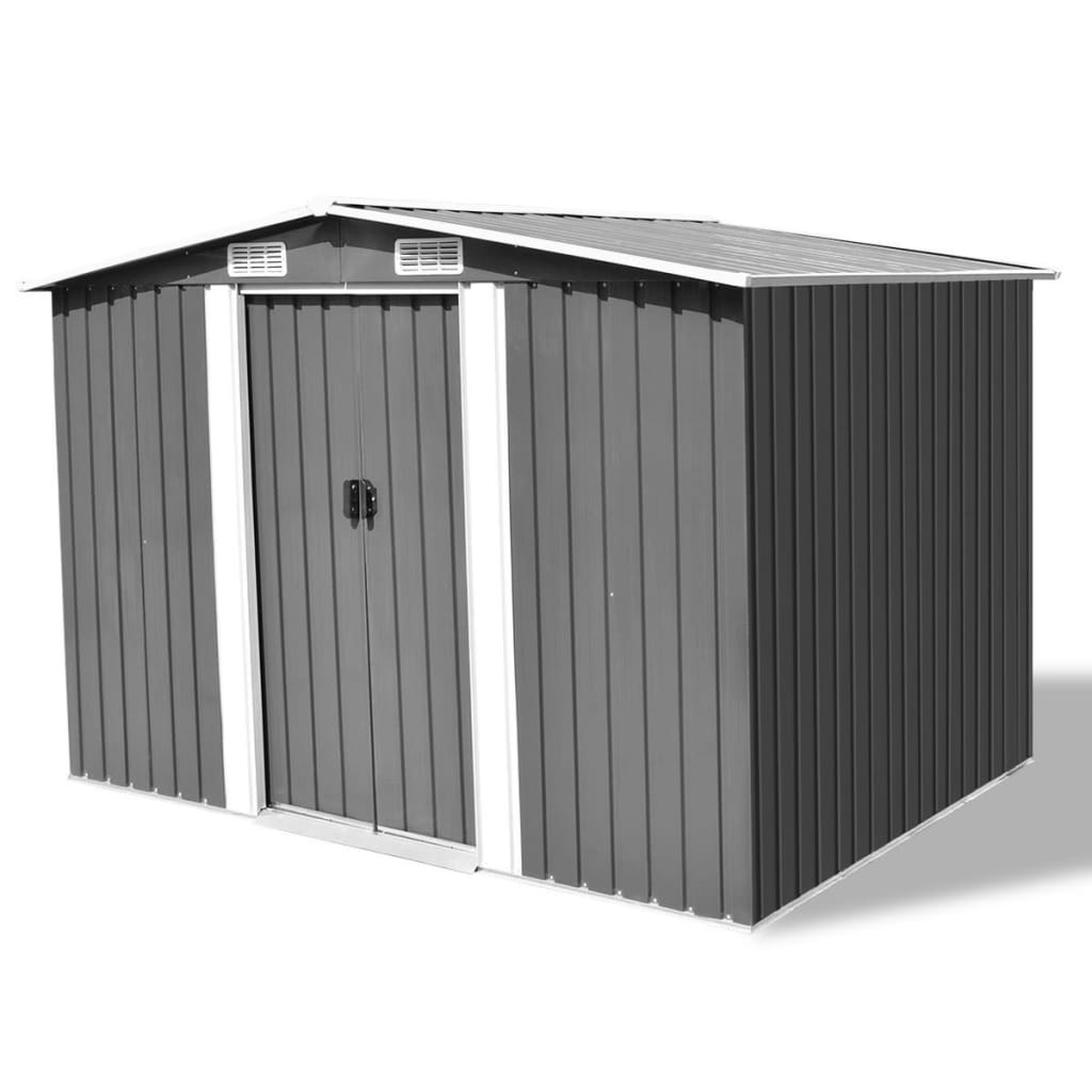 vidaXL Αποθήκη Κήπου Γκρι 257 x 205 x 178 εκ. Μεταλλική