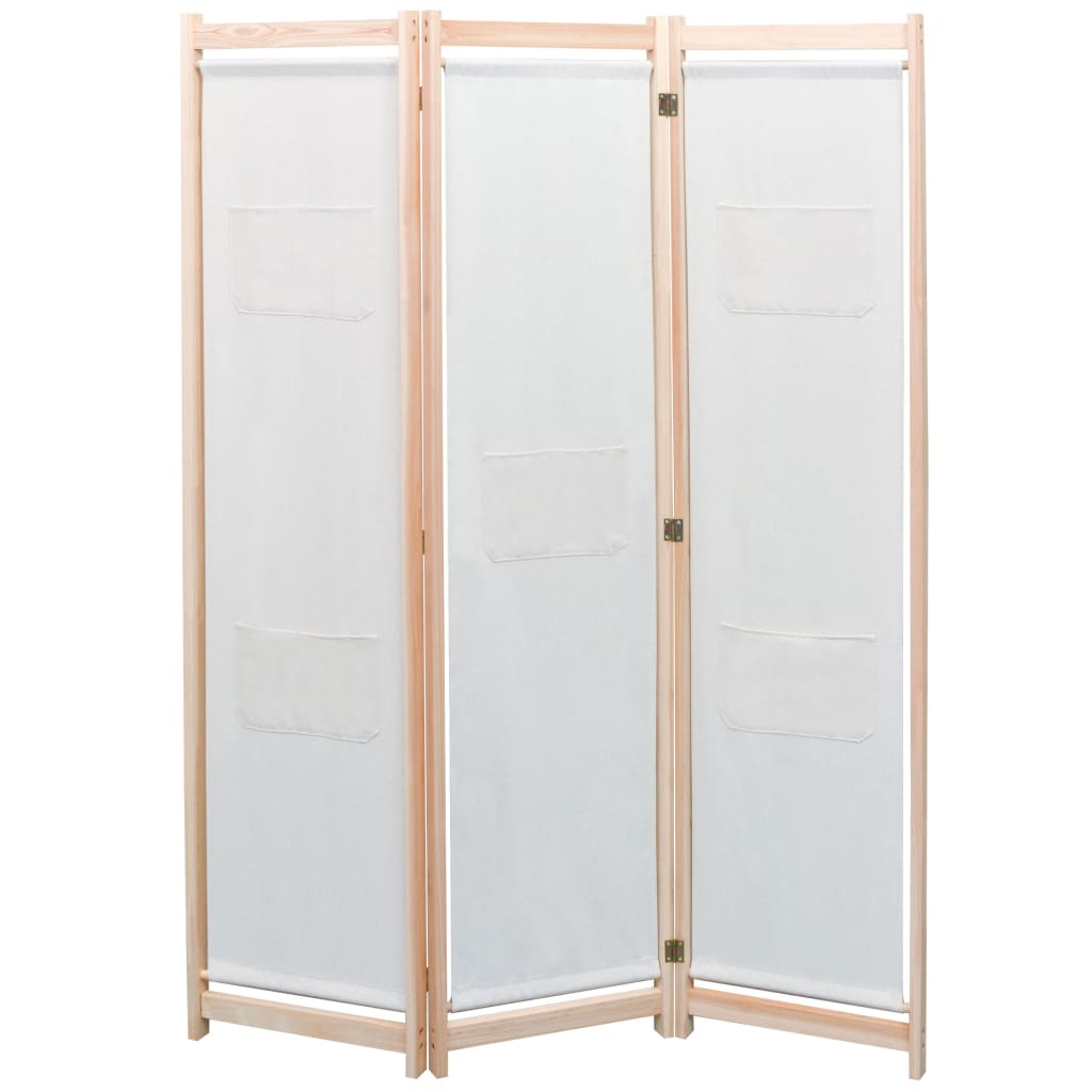 vidaXL Διαχωριστικό Δωματίου με 3 Πάνελ Κρεμ 120x170x4 εκ. Υφασμάτινο