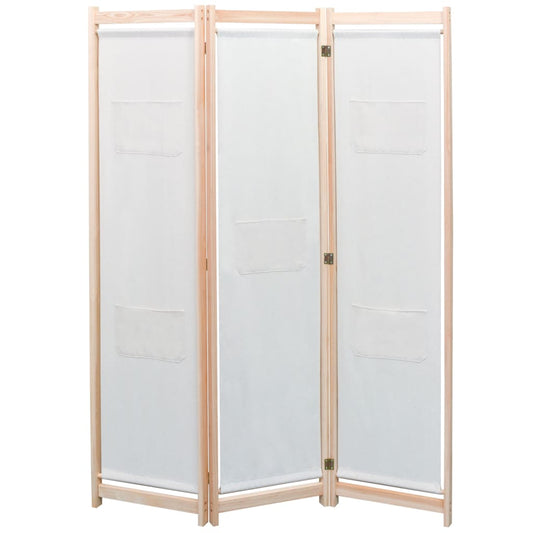vidaXL Διαχωριστικό Δωματίου με 3 Πάνελ Κρεμ 120x170x4 εκ. Υφασμάτινο