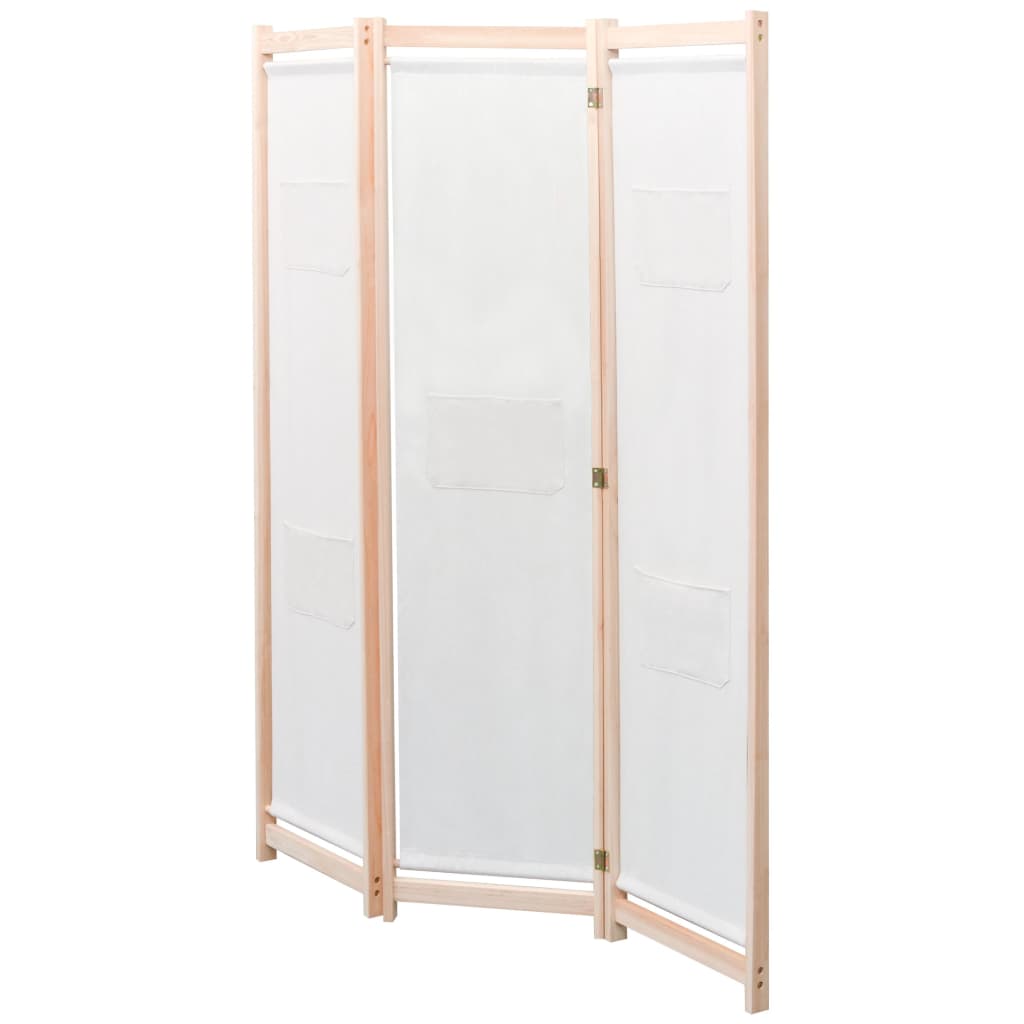 vidaXL Διαχωριστικό Δωματίου με 3 Πάνελ Κρεμ 120x170x4 εκ. Υφασμάτινο