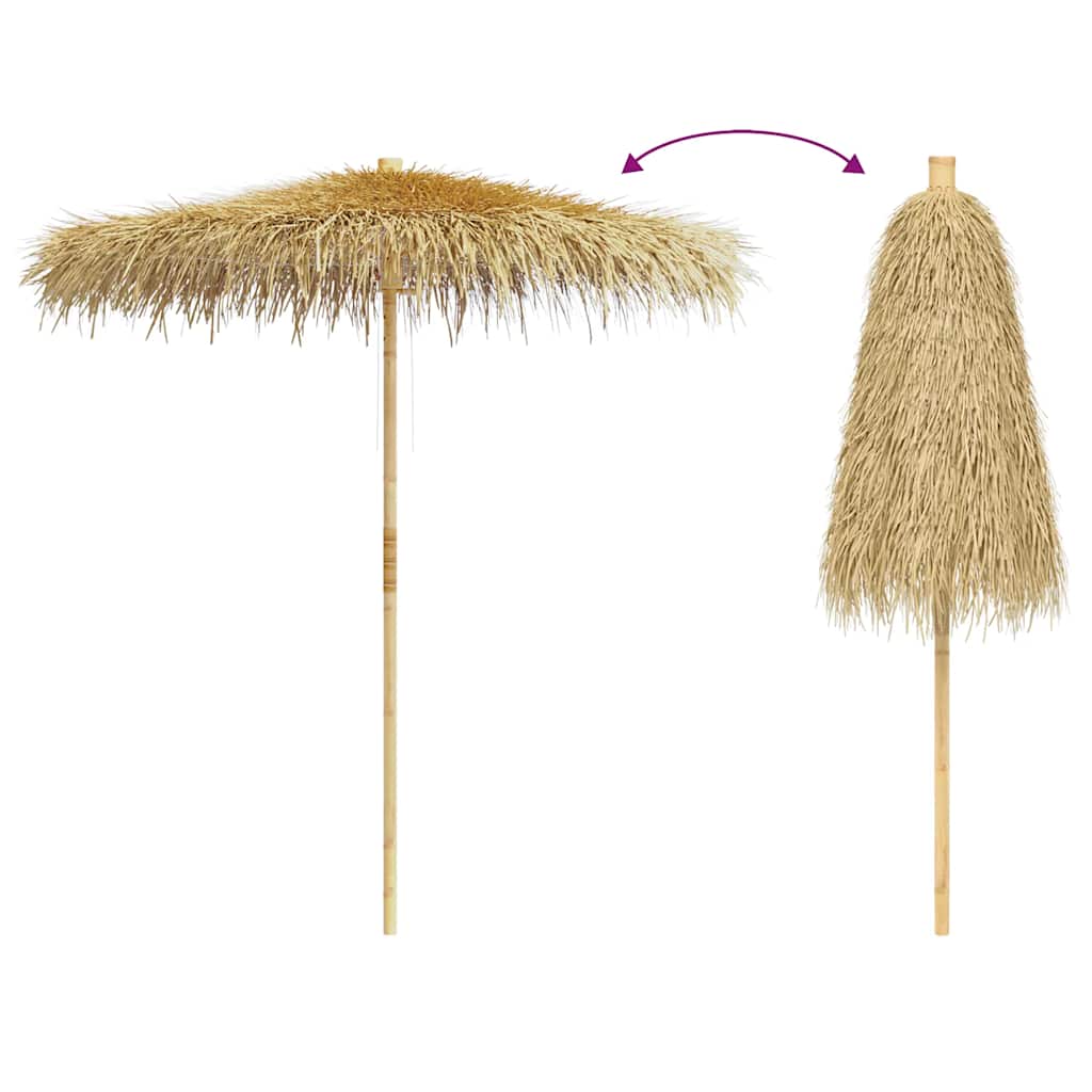 vidaXL Ομπρέλα 210 εκ. από Μπαμπού με Κάλυμμα από Φύλλα Μπανανιάς