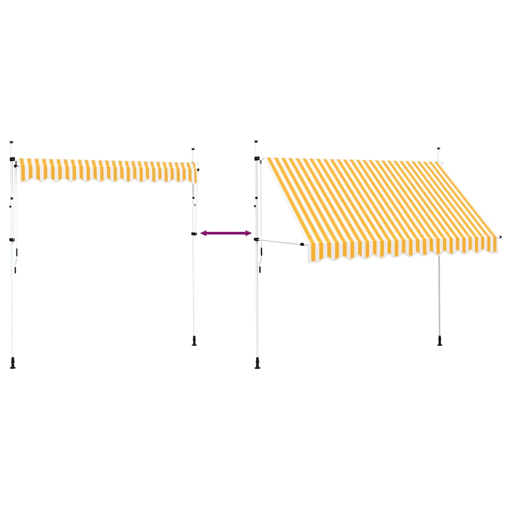 vidaXL Τέντα Συρόμενη Χειροκίνητη Πορτοκαλί με Λευκές Ρίγες 300 εκ.