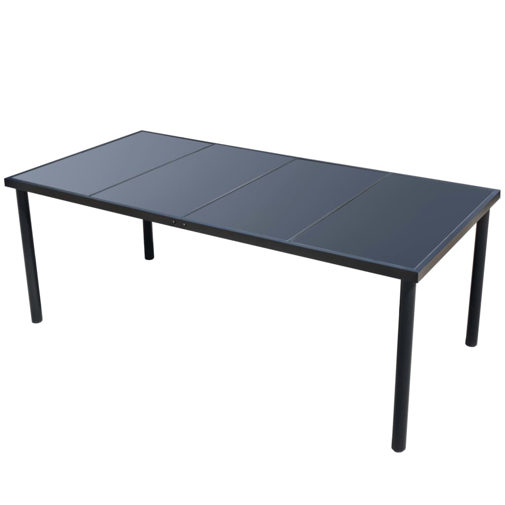 vidaXL Σετ Τραπεζαρίας Εξωτερικού Χώρου 9 Τεμαχίων Μαύρο Ατσάλινο