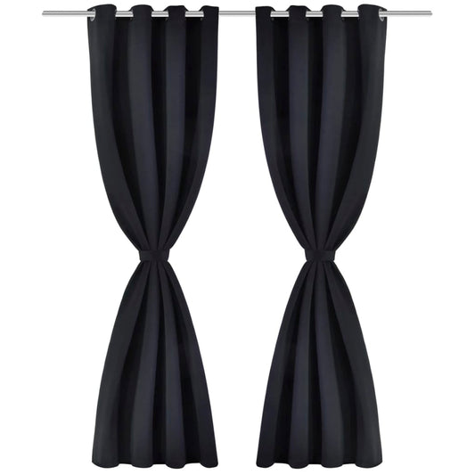 vidaXL Κουρτίνες Συσκότισης με Μετ. Τρουκς 2 τεμ. Μαύρες 135 x 175 εκ.