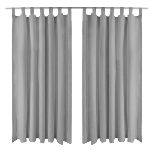 vidaXL Κουρτίνες με Θηλιές 2 τεμ. Γκρι 140 x 225 εκ. από Microsatin