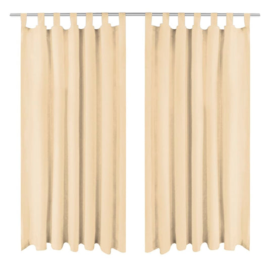 vidaXL Κουρτίνες με Θηλιές 2 τεμ. Μπεζ 140 x 225 εκ. από Microsatin