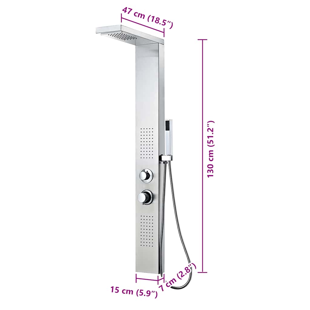 vidaXL Στήλη Ντους Υδρομασάζ Τετράγωνη από Ανοξείδωτο Ατσάλι