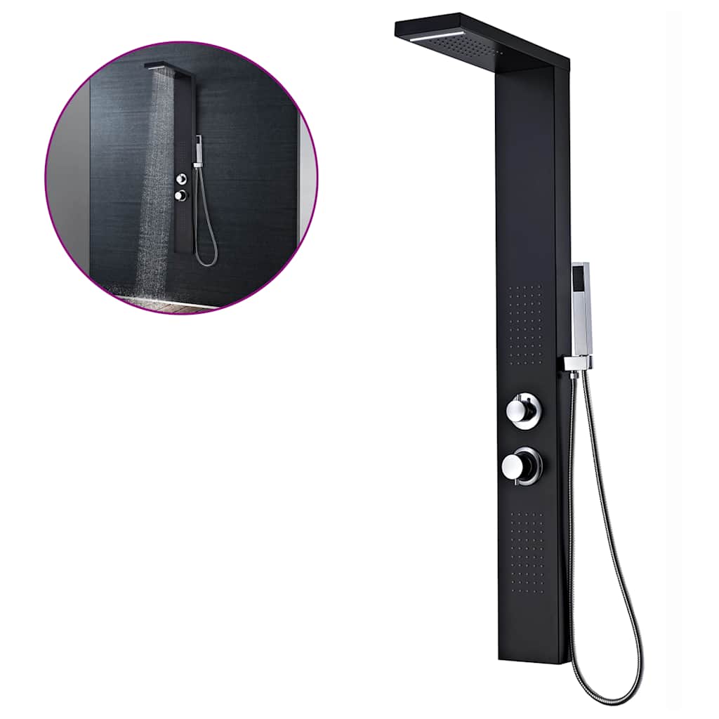 vidaXL Στήλη Ντους Υδρομασάζ Μαύρη Ματ από Αλουμίνιο